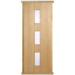 Oak LPD Copenhagon 3-Light (Obscure) Glazed Pre-hung Door Set