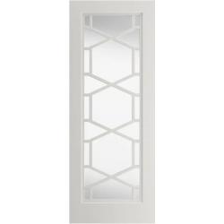 Quartz White Primed Internal Door with Clear Glass