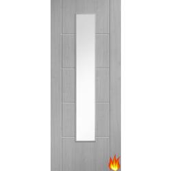 Iseo Laminate Grey Fire Door (FD30) with Clear Glass