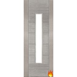 Corsica 18G Light Grey Fire Door with Clear Glass (FD30)