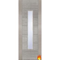 Corsica 18G Light Grey Fire Door with Obscure Glass (FD30)
