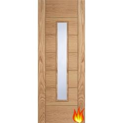 Corsica 18G Oak Fire Door with Clear Glass FD30 (pre-finished)