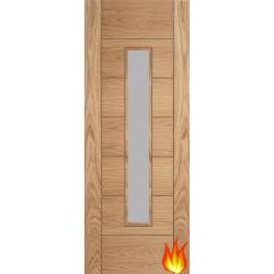 Corsica 18G Oak Fire Door with Obscure Glass FD30 (pre-finished)