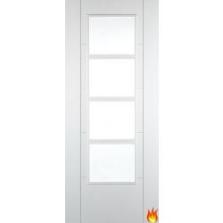 Iseo Pre-Finished White Internal Fire Door with Clear Glass
