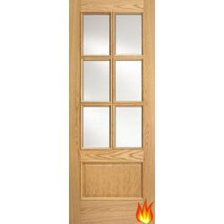 Iris 1 Panel 6-Light Oak Fire Door with Raised Mouldings