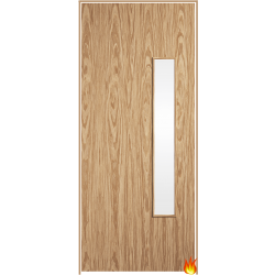 18G Pre-finished Oak Prehung Fire Door with Clear Glass (FD30)