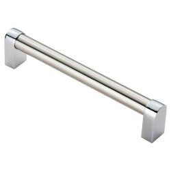 Bauhaus Kitchen & Cupboard Pull Handle - Satin Nickel/Polished Chrome