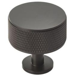 Knurled Radio Cupboard Knob - Matt Black
