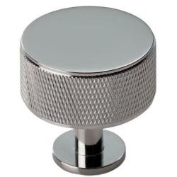 Knurled Radio Cupboard Knob - Polished Chrome