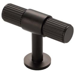 Lines T-Bar Wardrobe/Cupboard Knob - Matt Black