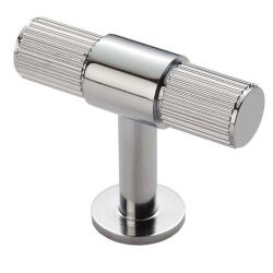 Lines T-Bar Wardrobe/Cupboard Knob - Polished chrome