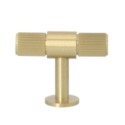 Lines T-Bar Wardrobe/Cupboard Knob - Satin Brass
