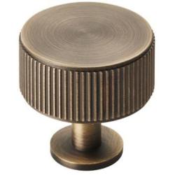 Lines Radio Cupboard/Wardrobe Knob - Antique Brass