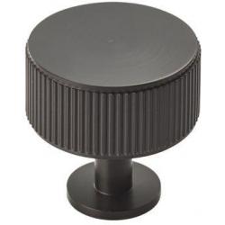 Lines Radio Cupboard/Wardrobe Knob - Matt Black