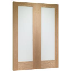 Pattern 10 Oak Prehung Double Door with Obscure Glass (un-finished)