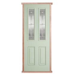 Composite Malton Green on White Pre-hung External Door Set