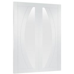 Salerno White Prehung Double Door with Clear Glass