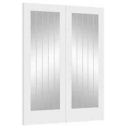 Suffolk White Primed Internal French Door Pair (clear etched glass)