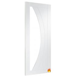 Salerno White Primed Fire Door with Clear Glass
