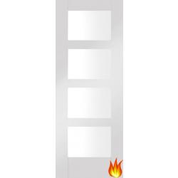 Shaker 4-Light White Primed Fire Door with Clear Glass (FD30)