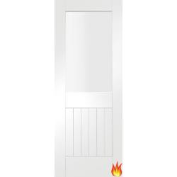 Suffolk White Primed Fire Door with Clear Glass