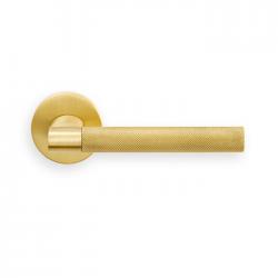 Hey Rete Lever on Threaded Round Rose (Satin Brass)