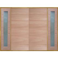Modena 7 Panel Hardwood Double Front Doors With Sidelights