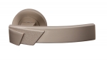Linea Pearl Nickel designer lever on round rose (by Oro & Oro)