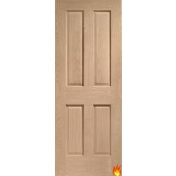 Victorian 4 Panel Internal Oak Fire Door (non raised mouldings)