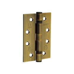 Set of Two Heavy Duty Ball Bearing Fire Rated Hinges - Antique Brass