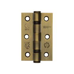 Set of Two Heavy Duty Ball Bearing Hinges - Antique Brass