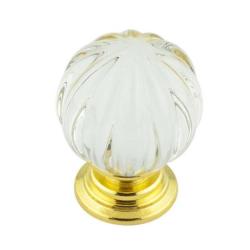 Pumpkin Glass Cupboard/Wardrobe Knob - Polished Brass