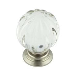 Pumpkin Glass Cupboard/Wardrobe Knob - Satin Nickel-copy