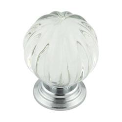 Pumpkin Glass Cupboard/Wardrobe Knob - Polished Chrome