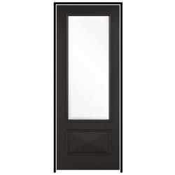 Knightsbridge Black Primed Plus Prehung Door with Clear Bevelled Glass