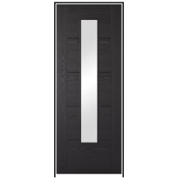 Vancouver Laminate Black Prehung Door with Clear Glass