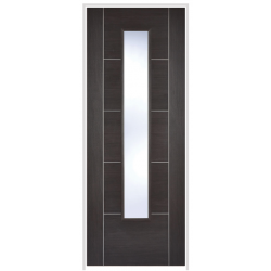 Vancouver Laminate Dark Grey Prehung Door with Clear Glass