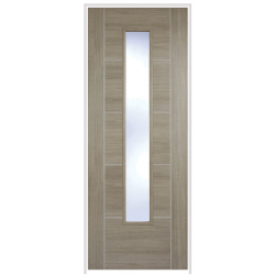 Vancouver Laminate Light Grey Prehung Door with Clear Glass