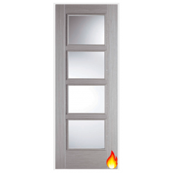 Vancouver Light Grey Prehung Internal Fire Door with Clear Glass