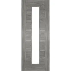 Corsica Laminate Grey Internal Door with Clear Glass