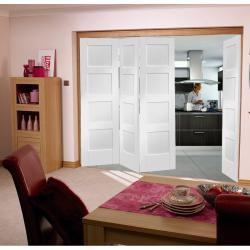 Roomfold 4-Panel Shaker White Internal Folding Sliding Doors