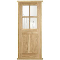 Oak Cottage 4-Light with Clear Glass Pre-hung Door Set
