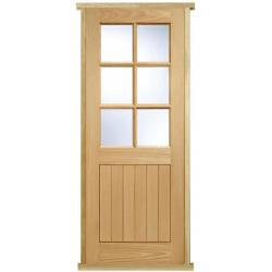 Oak Cottage 6-Light with Clear Glass Pre-hung Door Set