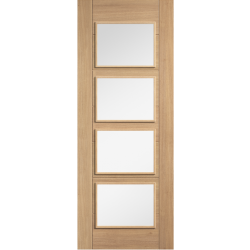 Contemporary 7P 4-Light Internal Oak Door with Clear Glass (pre-finished)