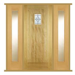Cottage External Oak Door with Universal Oak Sidelight/s