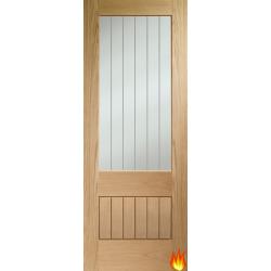 Suffolk Original 2XG Fire Door with Clear Etched Glass (un-finished)