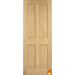 London 4 Panel Oak Fire Door (un/pre-finished)