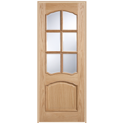 Riviera Oak Prehung Internal Door with Clear Bevelled Glass (un-finished)