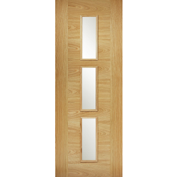Flush Contemporary Oak Door with Clear Glass (pre-finished)