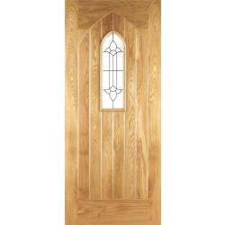 Westminster External Veneered Oak Door with Black Caming